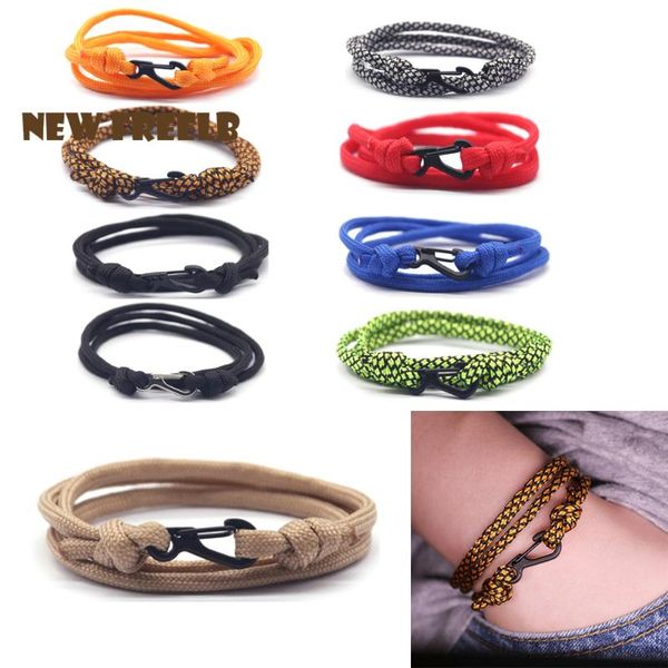 

charm bracelets 2021 red yellow green black climbing carabiner paracord stainless steel simple jewelry for women and men fans, Golden;silver