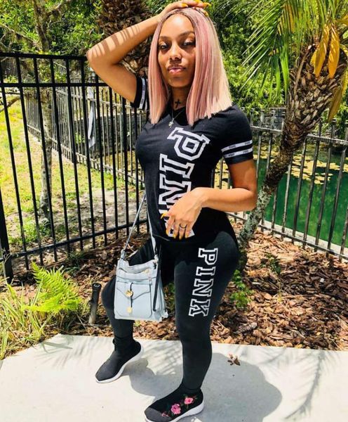 

women's two piece pants 2021 summer fashion slim print letter women's knitted short sleeve two-piece set, White