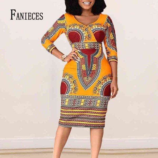 

women ins fashion midi sheath dresses v-neck long sleeve ethnic floral print summer autumn casual female stylish pencil dress 210520, Black;gray