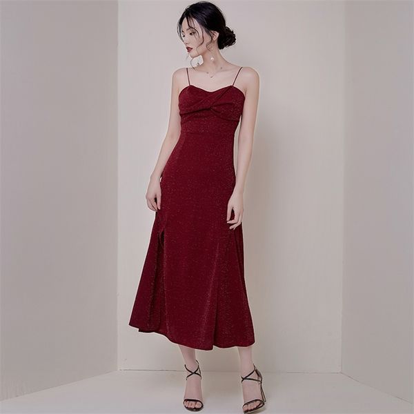

red sequins dress for women summer sleeveless sling linen sundress ladies loose backless party long dresses 210602, Black;gray