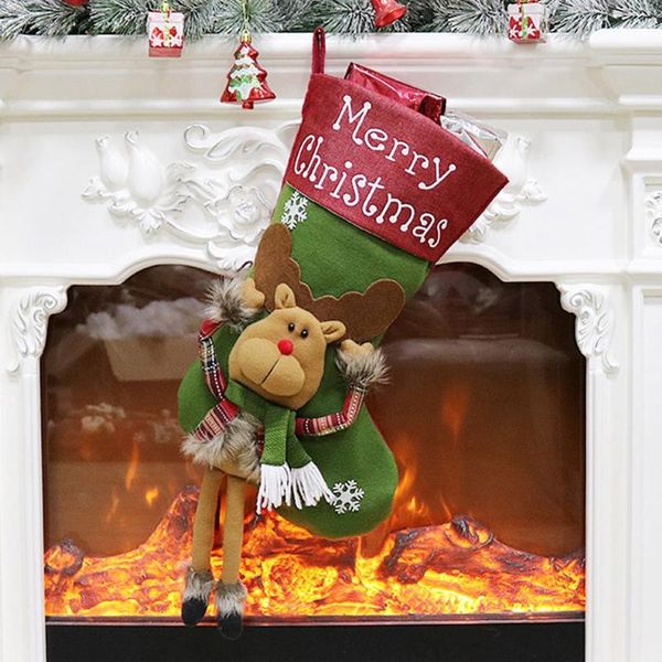 

party masks christmas stockings socks 2021 decoration santa gift bag hanging festival ornament#y45