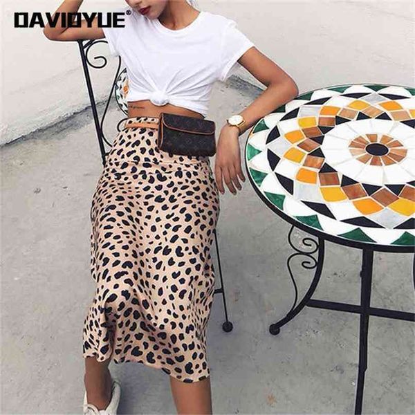 

leopard print skirt women a-line high waist wild midi s womens things long s summer 210619, Black
