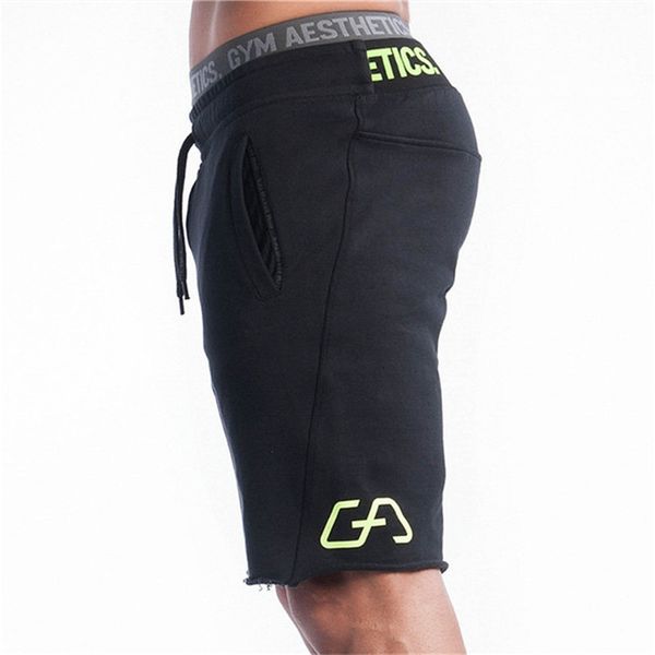 

Men's Shorts Men Slim Fit Bodybuilding Gyms Jogger Brand Durable Sweatpants Fitness Workout Fashion Cotton Short Pants 8P5J, White;black