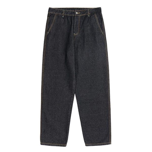 

men's jeans worn-out washed autumn straight-leg trousers, Blue