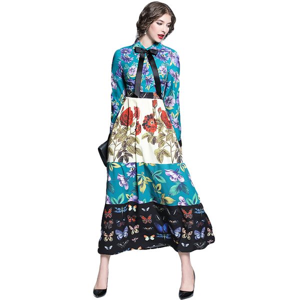

maxi women's dress fashion design, flower pattern, long sleeve, boho style, colorful, retail, lasso, long, line cut to, vintage 2y0f, Black;gray