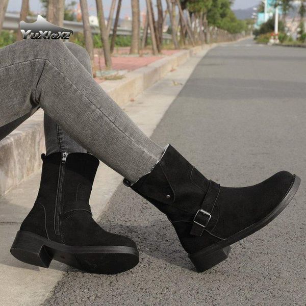 

boots 2021 winter comfortable plus velvet warm short female british style fashion all-match women 2227, Black