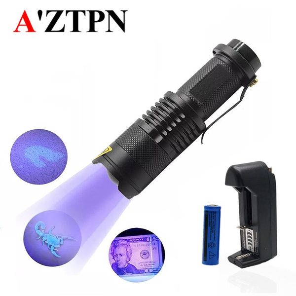 

violet light with zoom function mini uv black pet urine stains detector scorpion use /14500 battery flashlights torches