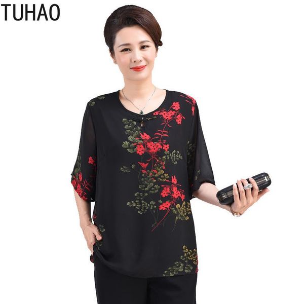 

women's blouses & shirts tuhao big sizes mother plus size 9xl 8xl 7xl 6xl blouse shirt for mom summer loose middle-aged short sleeves w, White