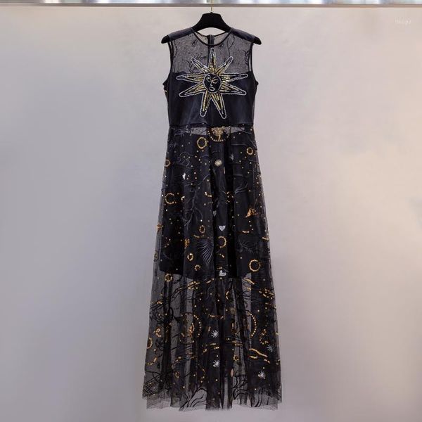 

brand fashion women high luxury summer elegant slim embroidery sequin party midi dress casual dresses1, Black;gray