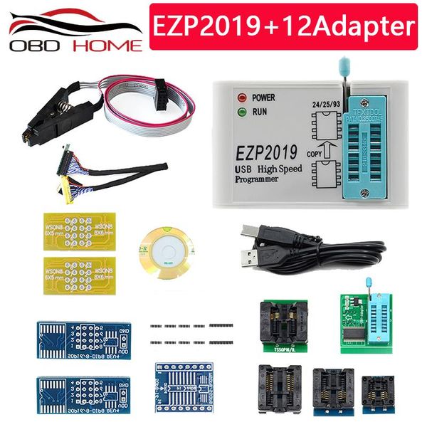 

code readers & scan tools est version ezp2021 high-speed usb spi programmer support24 25 93 eeprom flash bios chip full set with 12adapter s