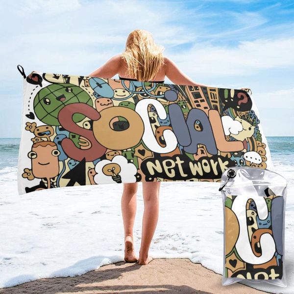 

bath towel social net work quick dry large thin absorbent soft for home travel camping swimming beach sport