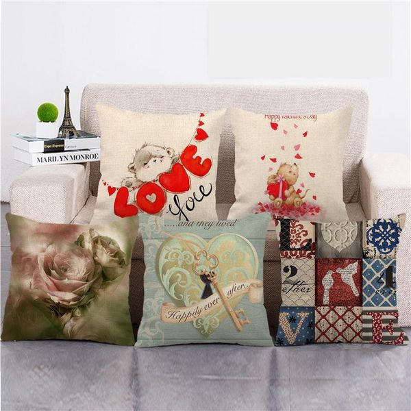 

cushion/decorative pillow 2021 valentine's day gift cover artificial linen material cushion covers 45*45cm car sofa home decoration pil