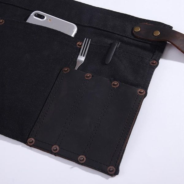

aprons multi-pocket apron for women real leather canvas half pocket waitress