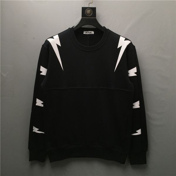 

men's hoodies & sweatshirts deluxe male hoodie, novelty thunderbolt il, hooded sweatshirt, velvet, cotton, drake, thickened wool sweate, Black