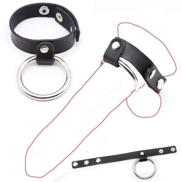

cockrings bondage straps adjustable delay cock ring penis retarded ejaculation toys for men metal with leather scrotum
