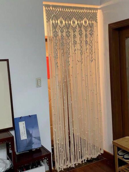 

curtain & drapes boho living room window cotton handmade woven tapestry wall decor door divider drape for apartment home 90x180cm