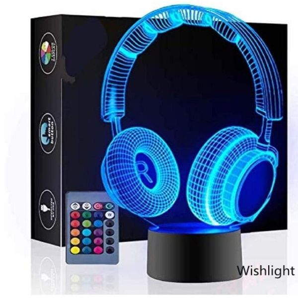 

night lights colorful 3d lamp dj headphone desk lamps headset music earphone light color bedroom table lighting home decor led gifts