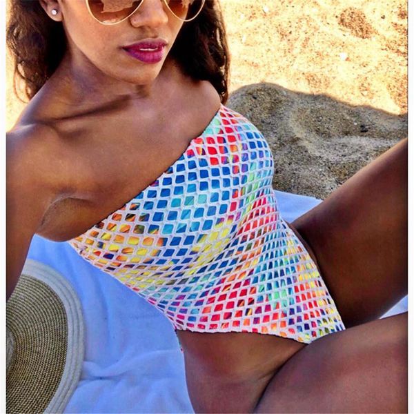 

bandeau colorful printed high leg cut women swimwear one piece swimsuit female bather bathing suit swim lady k2599