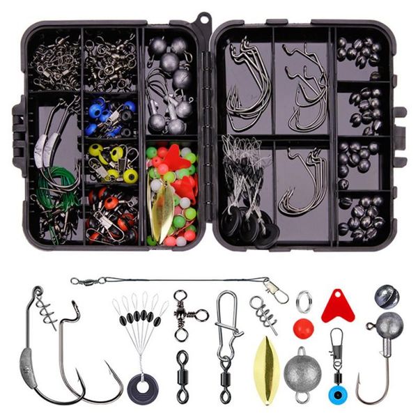

pcs fishing tackle box removable split s barrel snap swivel terminal jig hook accessories
