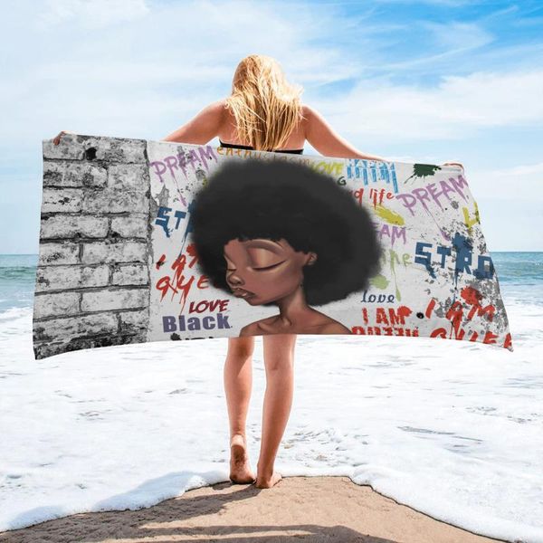 

towel african girl street graffiti wall bath microfiber beach bathroom supplies camping accessories towels for adults