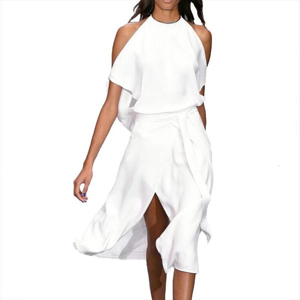 

summer casual solid color long womens dress simple elegant off shoulder loose for work hem dresses, Black;gray