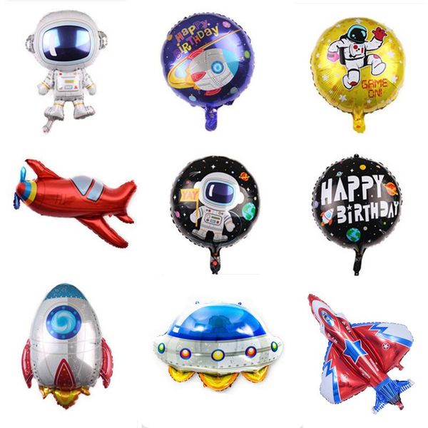 

party decoration outer space theme astronaut aircraft ballons ufo aluminum foil ballon happy birthday supplies kids toy globos