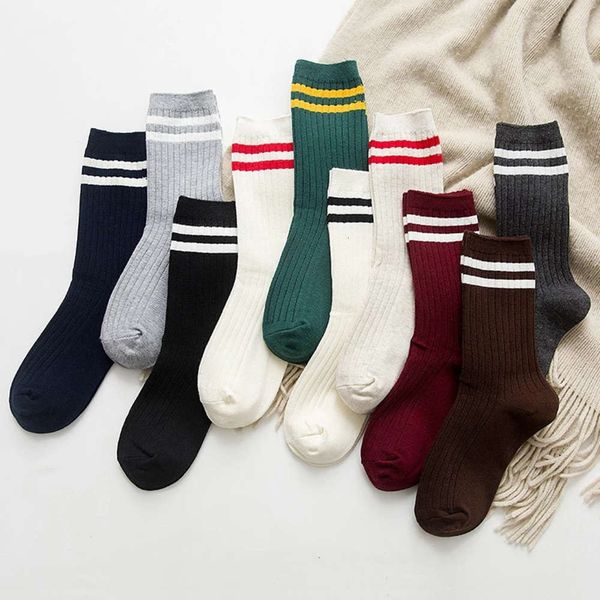 

pile college style long spring autumn stockings, Black;white