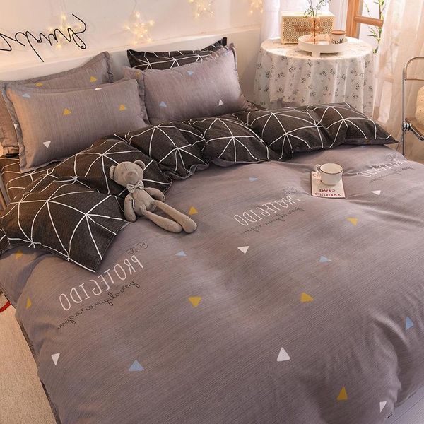 

nordic bedding set leaf printed bed linen sheet plaid duvet cover 240x220 single double  king quilt covers sets bedclothes