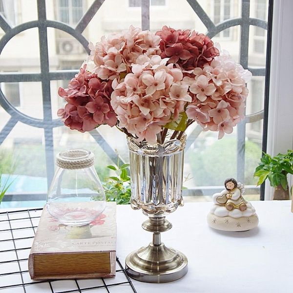

european silk hydrangea artificial flowers vases for home decor wedding decorative plants garden christmas wreath material & wreaths