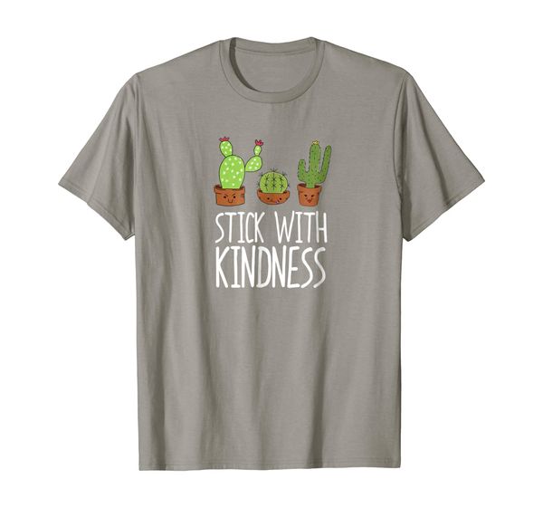 

cute cactus t-shirt | funny stick with kindness cactus tee, White;black