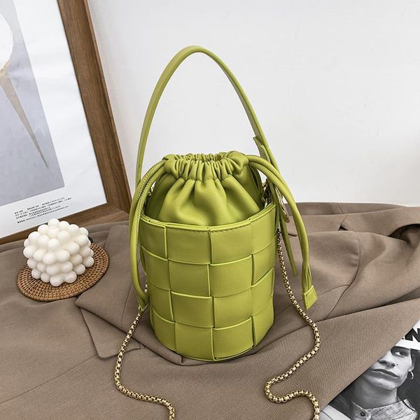 

shoulder bags fashion small fragrance foreign style woven bucket bag korean chain women's one messenger