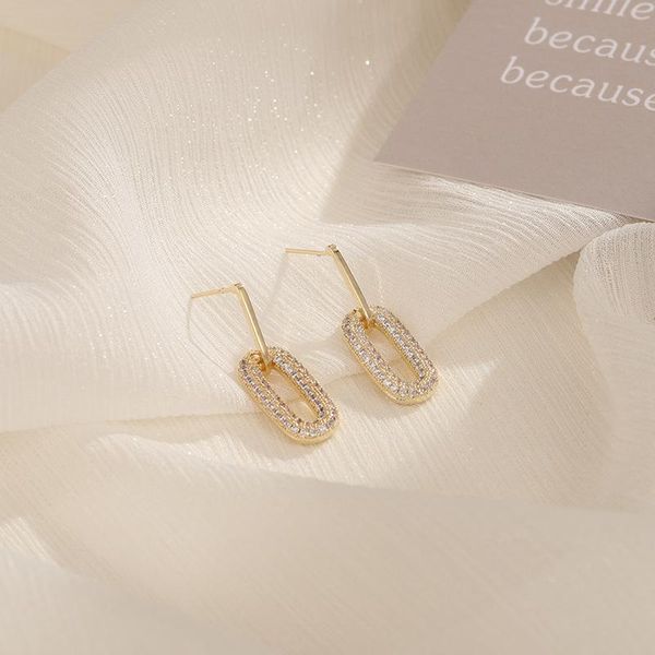 

fashion cubic ziconia geometric cz drop dangle earrings long hanging kpop for women punk jewelry 2021 stud, Golden;silver