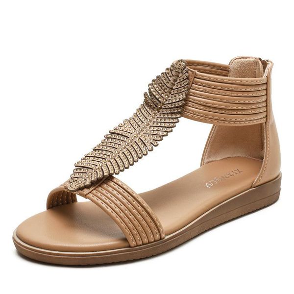 

sandals flat sandal shoe summer heels 2021 women's suit female beige large size open toe without girls comfort gladiator bohemian retro, Black