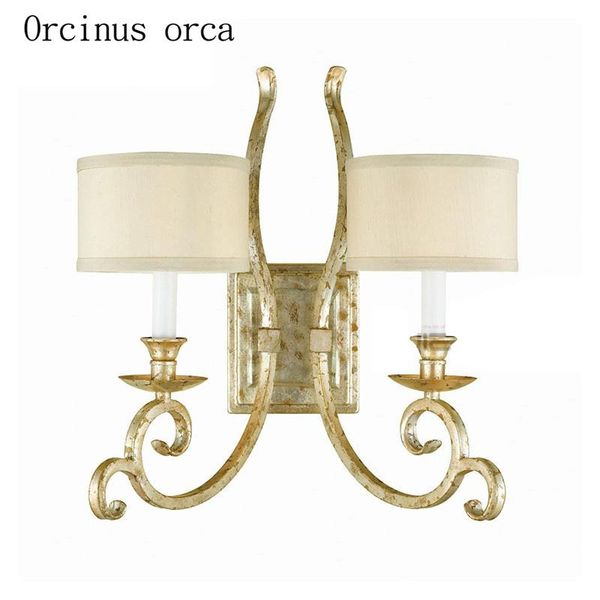 

wall lamp american countryside old iron art living room entrance bedroom bedside nordic creative cloth