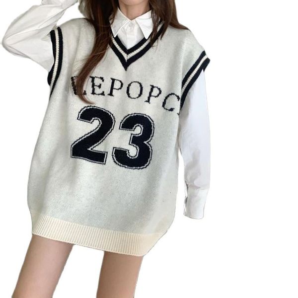 

women's sweaters gÃ³tico rua v pescoÃ§o camisola de malha das mulheres colete jÃ©rsei roupas outono harajuku y2k 23 carta para suÃ©teres lo, White;black