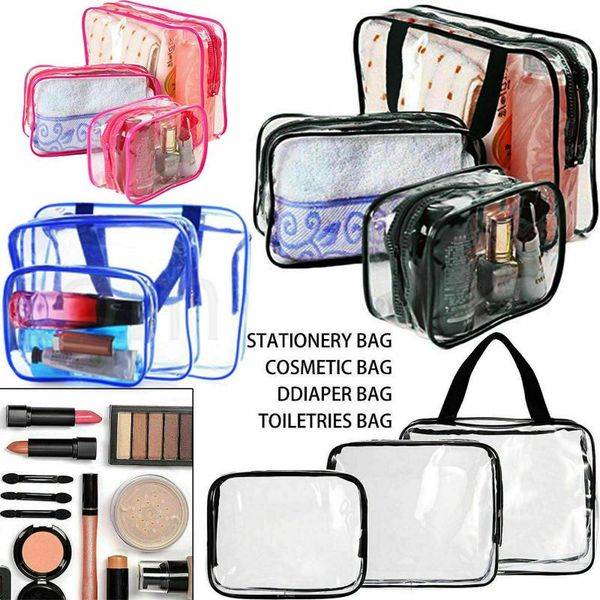

toiletry kits 3pcs transparent pvc storage bags portable fashion travel cosmetic make up bag clear waterproof