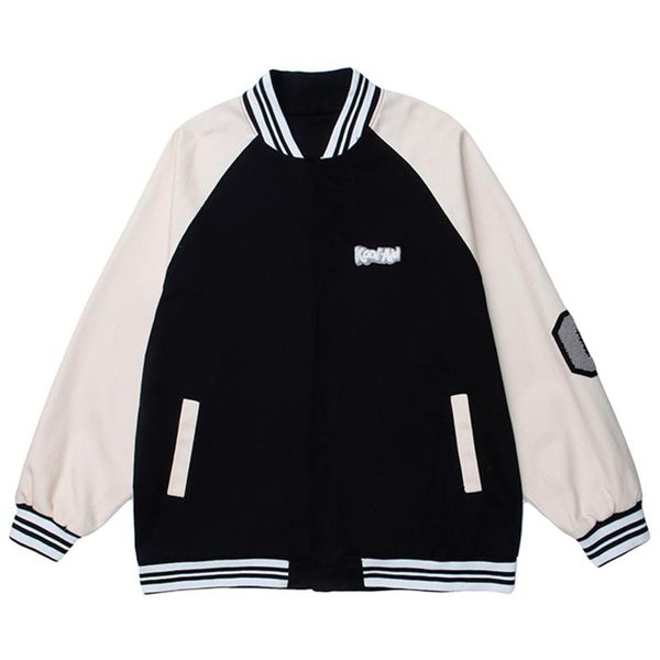 

men's jackets streetwear 2021 mens hip hop letters flocking color block harajuku bomber jacket baseball coats unisex, Black;brown