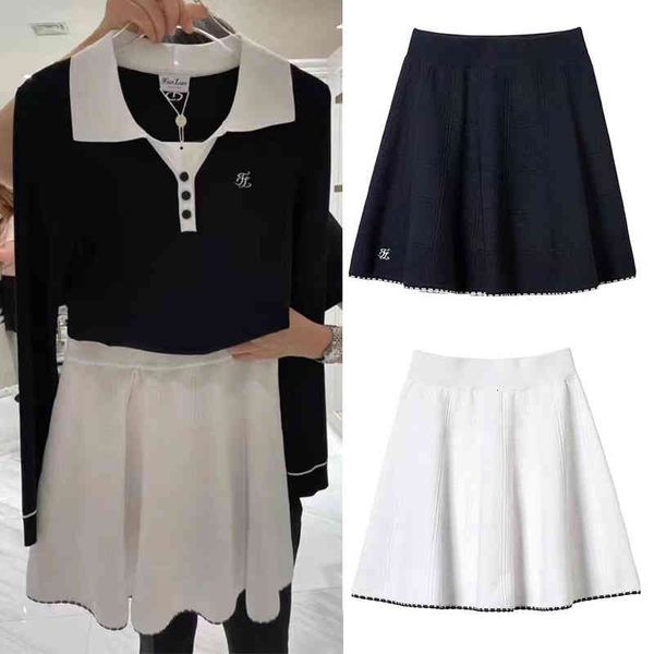 

skirts autumn and winter golf women's knitted short skirt a-shaped hip-hiding with shorts clothes c2gw, Black