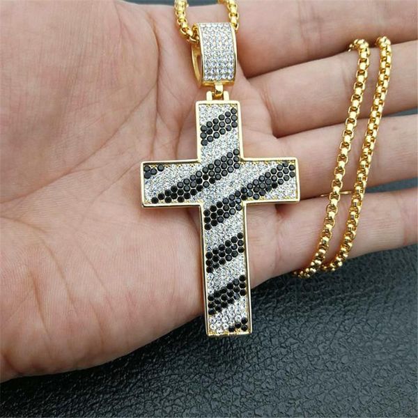 

pendant necklaces iced out full cz mesh necklace & with stainless steel chain gold color bling cubic zircon men's hip hop jewelry for g, Silver