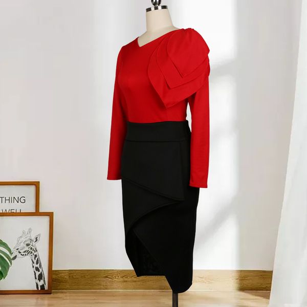 

dress 2 piece defines pleated blouse long sleeves plied with black skirt female slivers african fashion suit women two sets of pieces ws7i, Black;gray