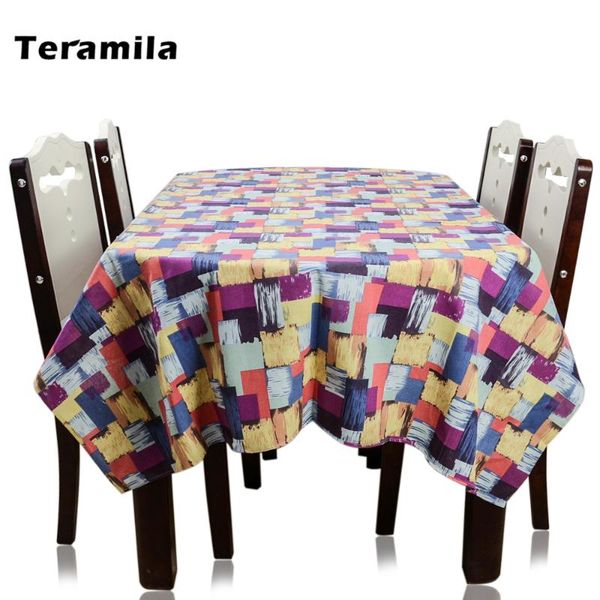

table cloth teramila thick cotton linen colorful plaid cover dustproof rectangular square dining tablecloth party wedding home mantel