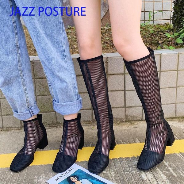 

boots high heel girl 2021 summer cool women hollow soft shoes ankle for botines mujer z709, Black