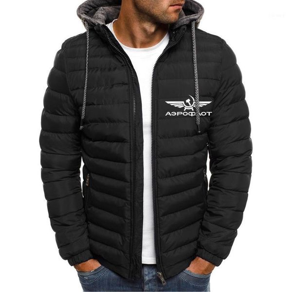 

men's hoodies & sweatshirts aeroflot aviation russe pilote aerospace aviateur men padded winter jacket coat warm jackets male zipper th, Black