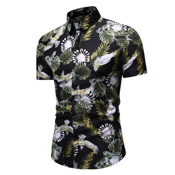 

men's shirts 2021 ummer fahion caual hort leeve floral hz29, White;black