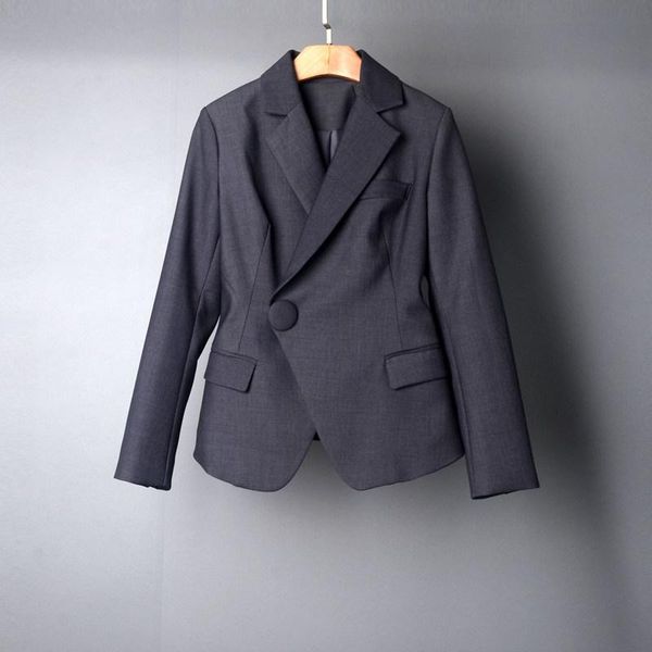 

women's suits & blazers 2021 autumn winter grey blazer for women formal jacket office work slim long sleeve female single button suit c, White;black
