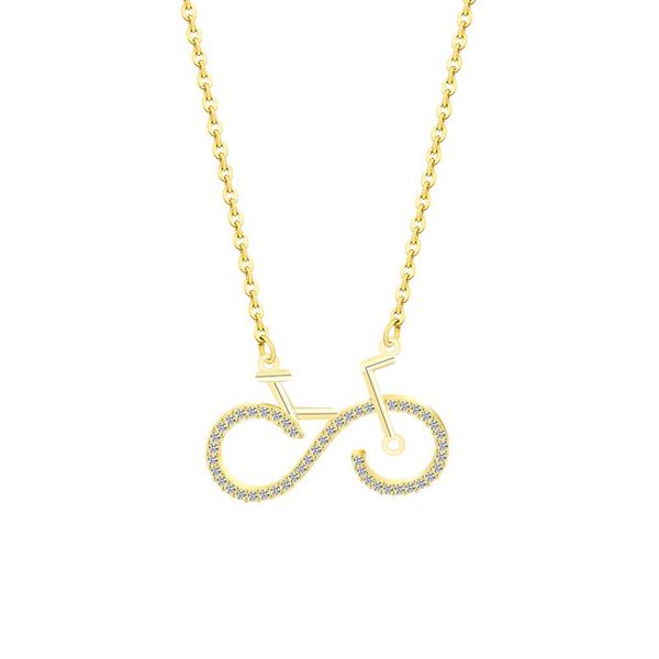 

design cz crystal bicycle necklace bike pendants for women girl cycling charm rock sport jewelry summer style collares pendant necklaces, Silver