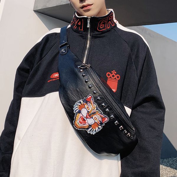 

pockets style personality men's chest bag youth street horizontal square 8-inch waist