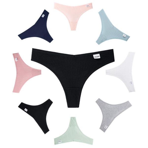 

women's panties cotton seamless underwear low-waist thongs solid color comfortable ladies briefs, Black;pink