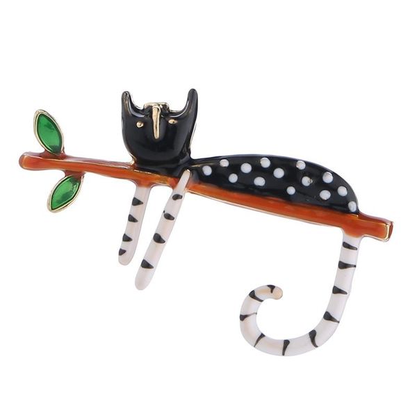 

pins, brooches lazy cat sitting on the tree enamel for women bouquet pin 2021 fashion jewelry, Gray