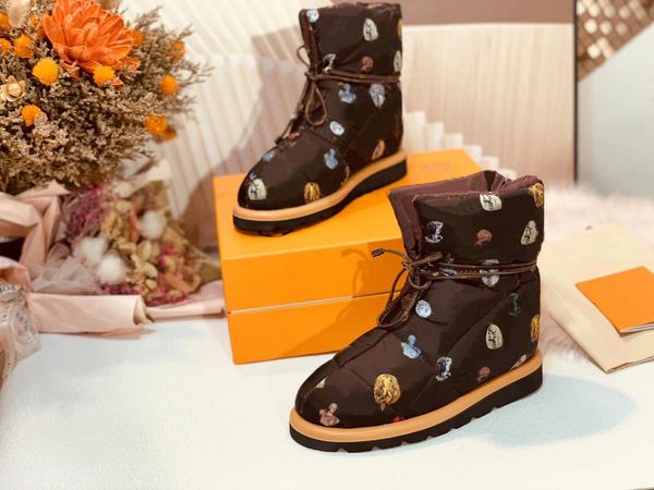 

pillow comfort ankle boot 2021 designer luxury women winter snow nylon boots treaded micro outsole, Black